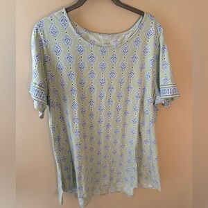 Pure Jill Elliptical Top Green Blue Spring Comfy Soft Boho Indie Cute Casual XL